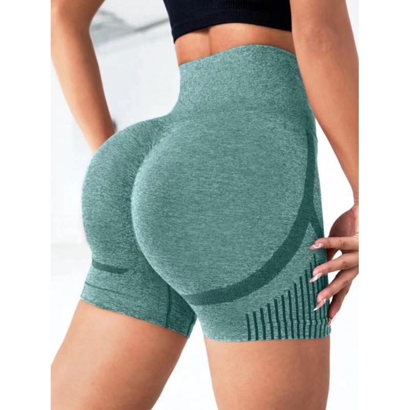 

High-Waist Hip-Lifting Yoga Shorts: Three-Quarter Length Sportswear for Running & Fitness Large зелёный
