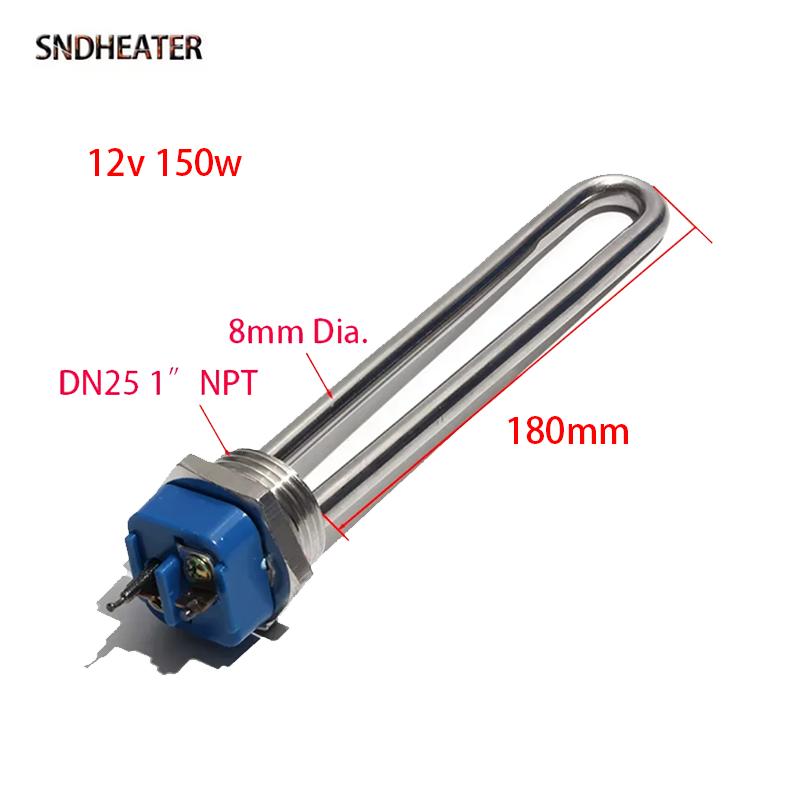 SNDHEATER DN25 1" NPT Thread Water Heating Element 12V 120V Solar Immersion Heater TEN Resistance One Phase 150/300/1000/2000W