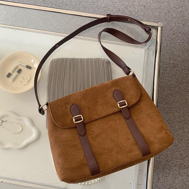 Bag Women 2025 New Korean Version Ins Niche Design Suede Retro Matte Shoulder Messenger Bag Mailman Bag Tide