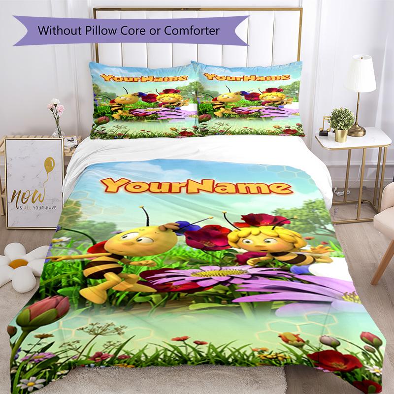 Biene Maja Customize Your Name Bedding Set Breathable Duvet Cover with Pillowcases Home Decoration Birthday Gift