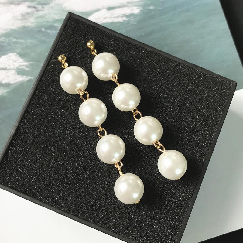 New Fashion Elegant Pearl Long Earrings Style Large Imitation Pearl Pendant Earrings Suitable For Wedding Party Gifts Brincos