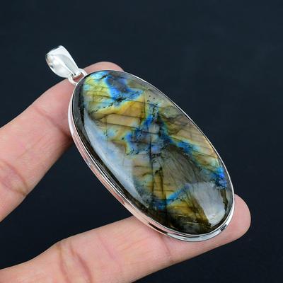 Natural Blue Fiery Labradorite Gemstone Pendant, 925 Sterling Silver, Pendant Jewelry, Handmade Silver Pendant Jewelry for Gift, Easter Gift