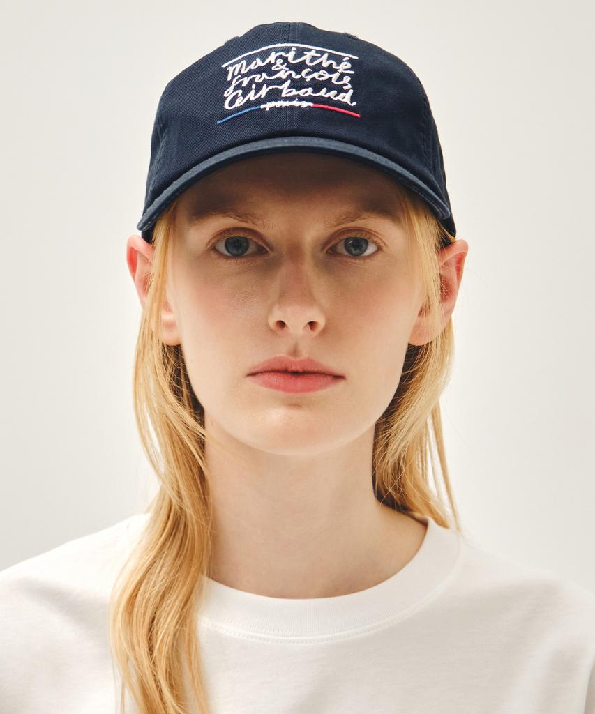 Malittepeulangsowajeobeo Drawing Classic Logo Flat Brim Cap Navy
