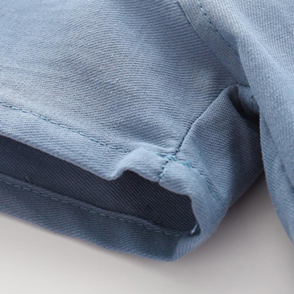 Boys' Cotton Short Sleeve Shirt Color Collared Casual Top for Everyday Outfits