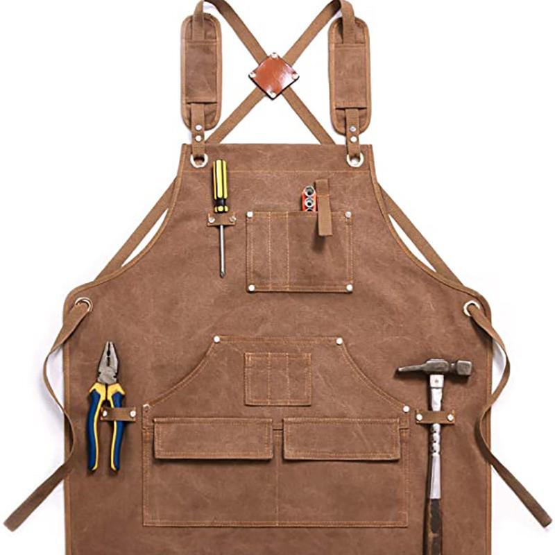 Modern Thick Canvas Apron with Custom Logo for Woodworking, Electrician, and Gardening Tasks