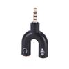 3.5Mm Black Stereo Splitter Audio To Mic & Headset Jack Plug Adapter For Phone