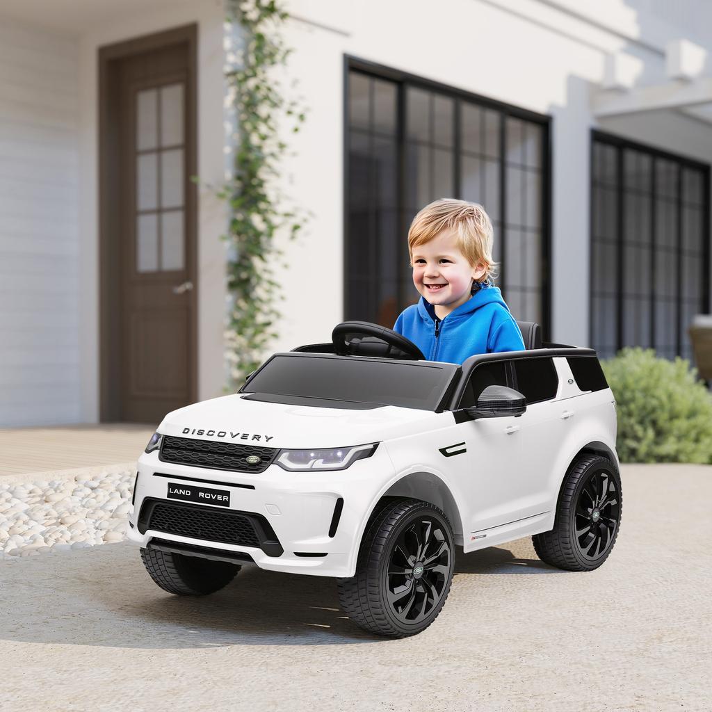 Coche Eléctrico para Niños, Vehículo Infantil de 12V con Mando a Distancia, Luces LED, Música y Bocina, 3-6 Años, Blanco