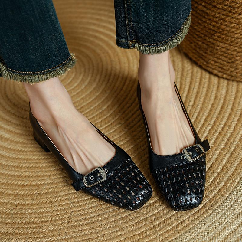 Fashion 2025 New Summer Casual Shoes for Woman Mid Heel Soft Bottom Casual Shoes Breathable Mesh Pumps Woman Fashion Hollow Out Shoes