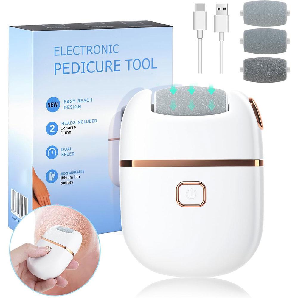 

Electric Foot Grinder Dead Skin Callus Remover Rechargeable Foot File Dry Cracks Pedicure Tools with 3 Grinding Heads Feet Care белый