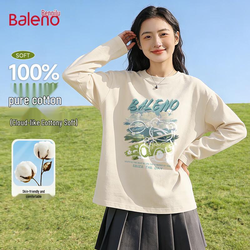 Baleno Women's Pure Cotton Crew Neck Long Sleeve T-Shirt