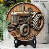 2D Flat Country Life Round Sign with A Size of 7.8 X 7.8 Inches, Showing Agricultural Equipment and A Retro Tractor.This Country-style Metal Wall Is