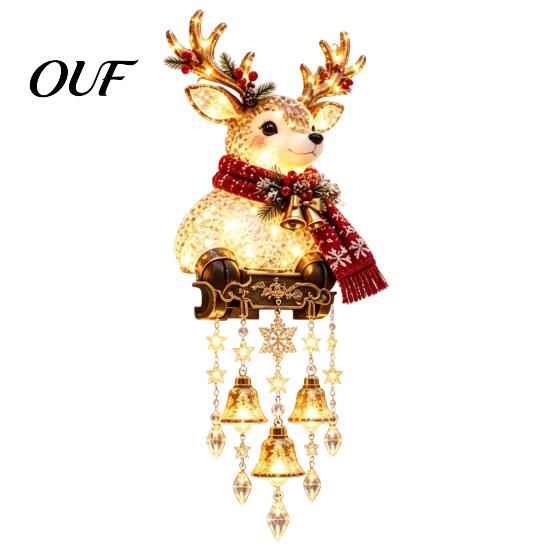Warm Winter Night Decorations Lighted Christmas Railing Figurine, Cute Santa/Elk/Penguin/Gingerbread Cascading Holiday Lights Water Flowing