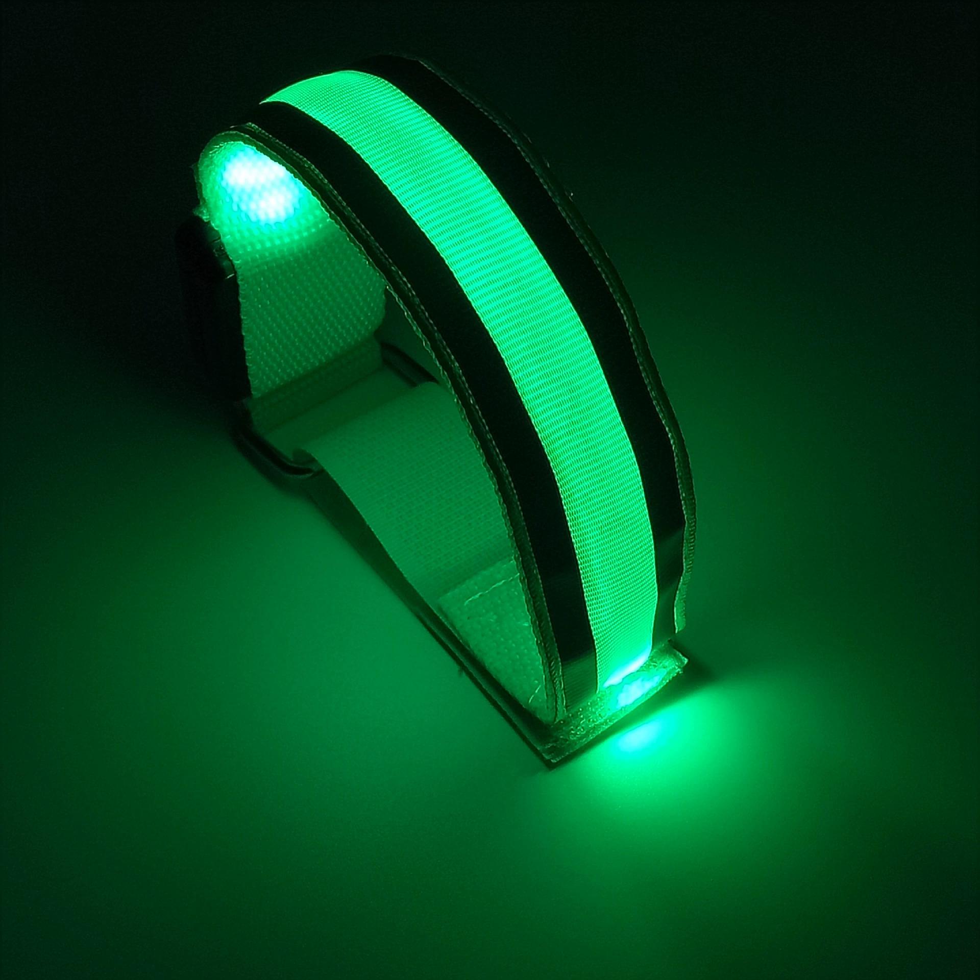 

1 шт. Светодиодная повязка на руку для ночного бега на открытом воздухе, перезаряжаемый ремень безопасности для руки/ноги, предупреждающий браслет на запястье для велоспорта Battery version