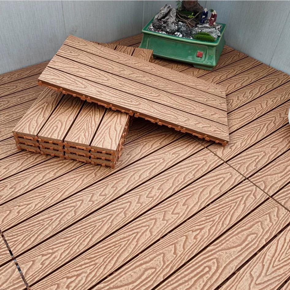 Outdoor Interlocking Flooring, Outdoor Plastic Wood Flooring, Balcony Bathroom Floor Mat, Environmentally Friendly, Anti-Corrosion, No Joist Terrace