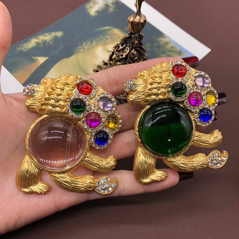 

Medieval Colored Jelly Belly Glass Brooch Suit Jacket Pins