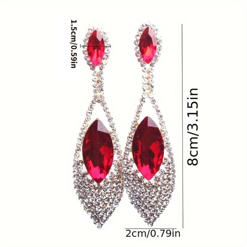 Imitation Diamonds Dangle Earrings for Women Ear Pendants with Rhinestones Teardrop Handmade Cubic Zirconia Earwear