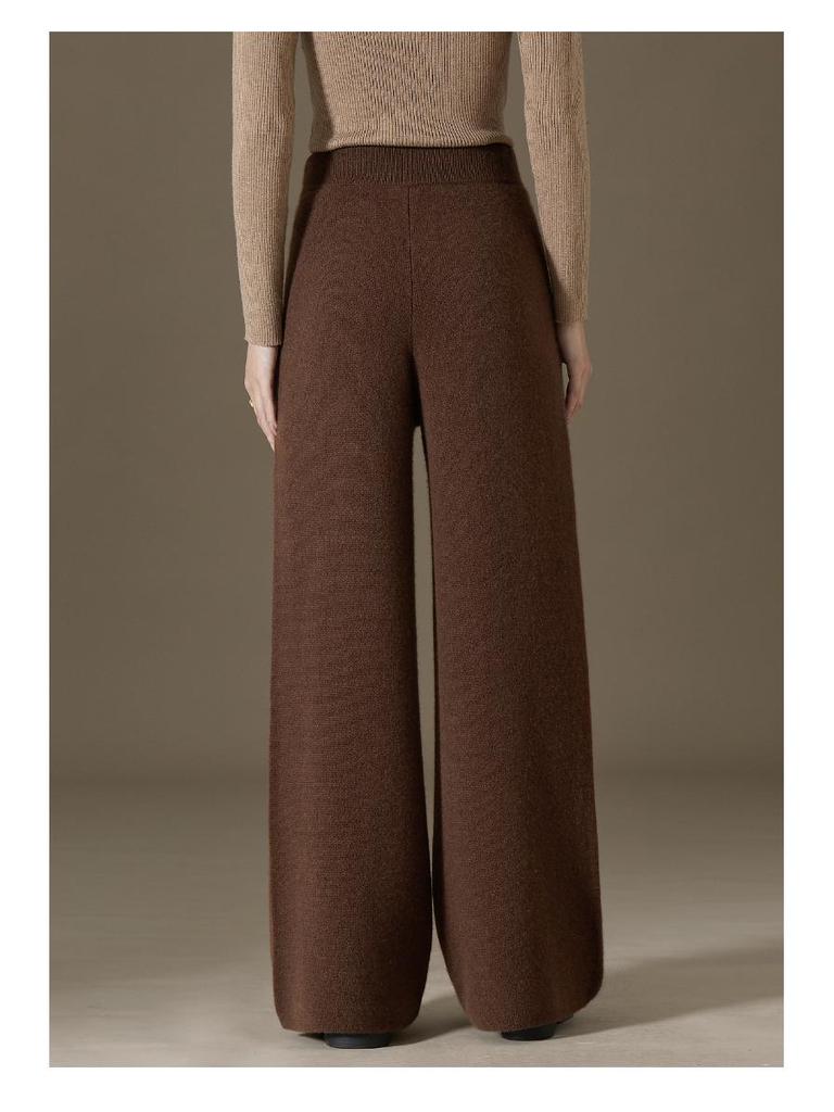 2024 Autumn/Winter Women's 100% Pure Cashmere Wide-Leg Knitted Pants