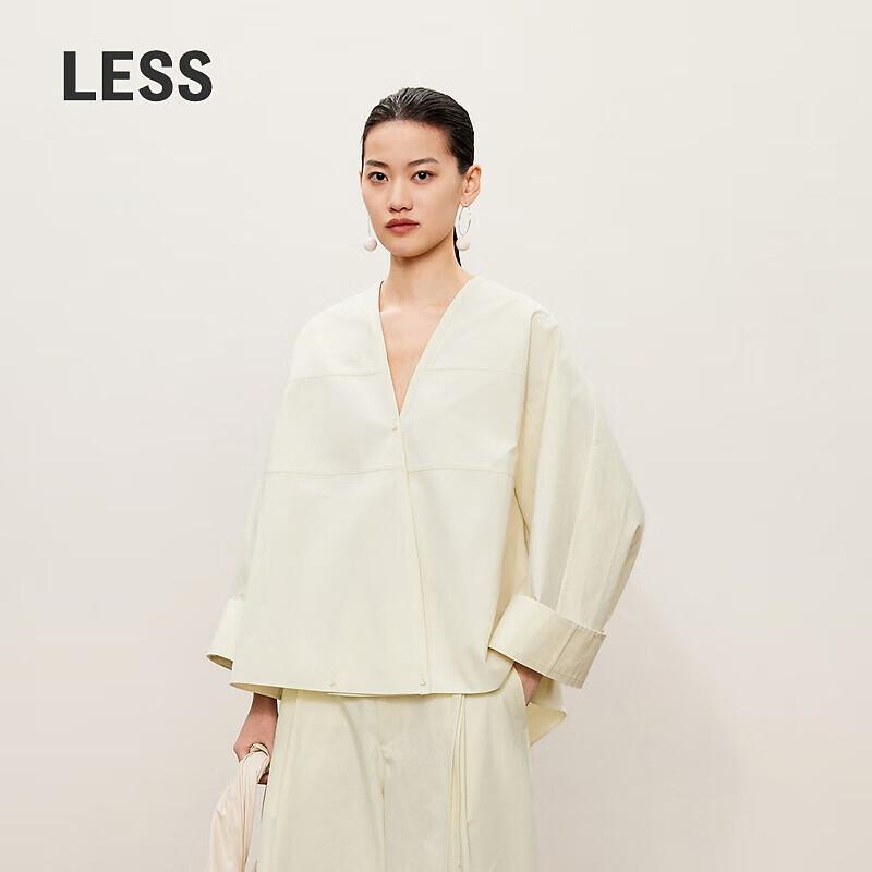LESS 2024 Autumn V-Neck Cotton Long-Sleeve Shirt S