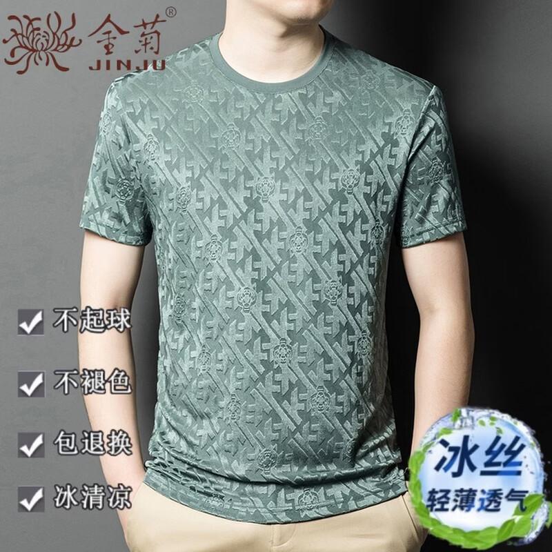 

Men s Ice Silk Jacquard Short Sleeve T-Shirt 3XL