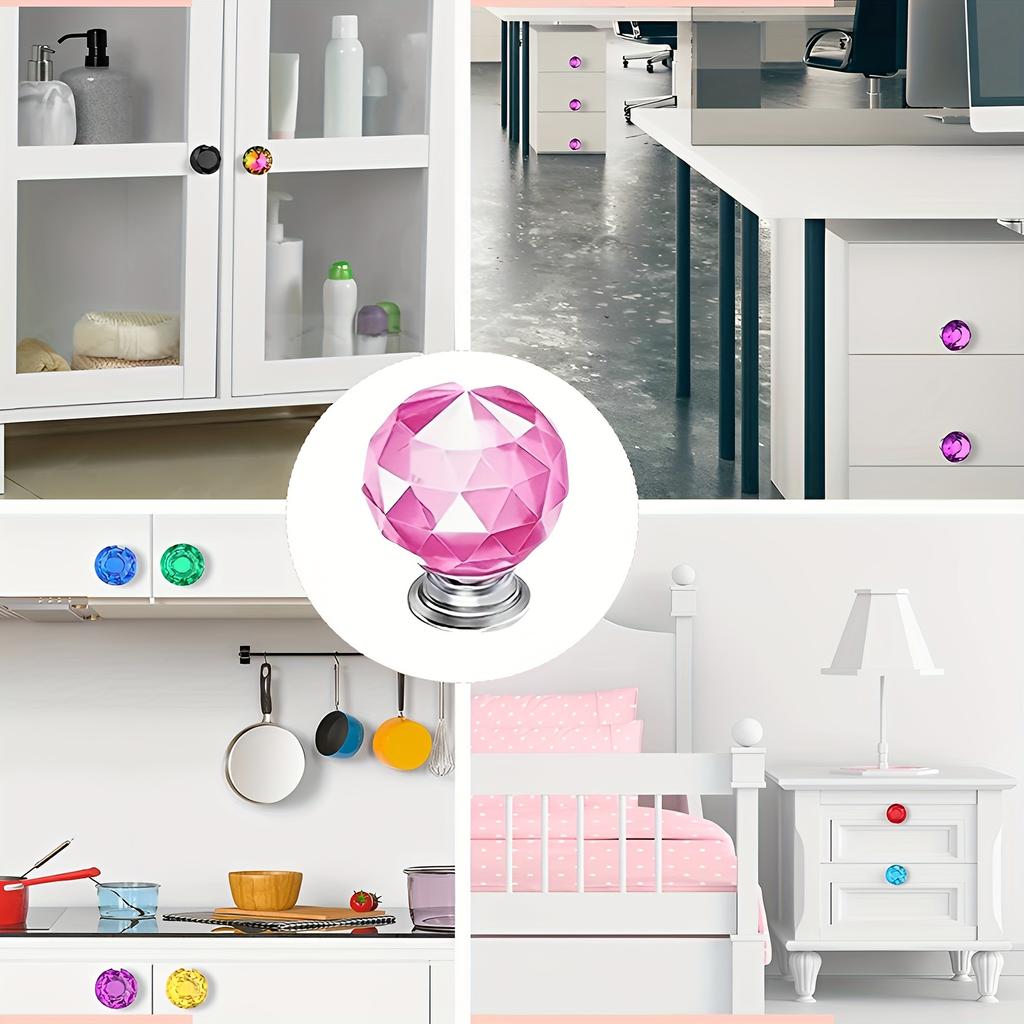 10 Stück Elegante Kristall-Schubladengriffe - Polierte Metall- und Glasgriffe für Küchen- und Badezimmerschränke, Inklusive Montagematerial