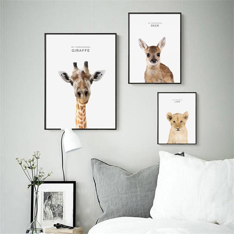 Animal Decoration Sheets Picture Wall Art Poster Children's Canvases Room Paintings For Nursery Decorative Prints Wall Posters No Frame