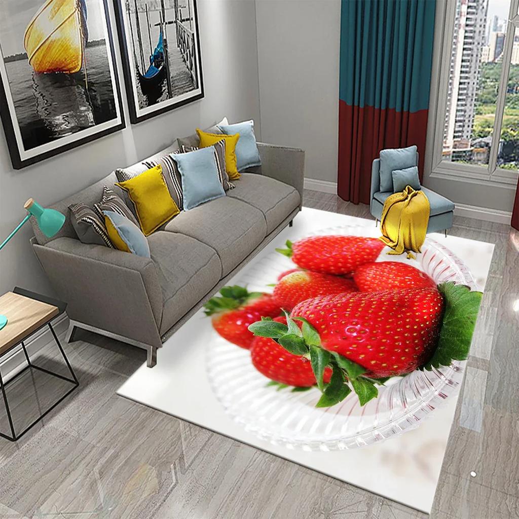 Strawberry Carpet Fresh Fruit Rug Kitchen Doormat Living Room Bedroom Floor Rug Bathroom Non-slip Foot Mat Entrance Hall Carpet