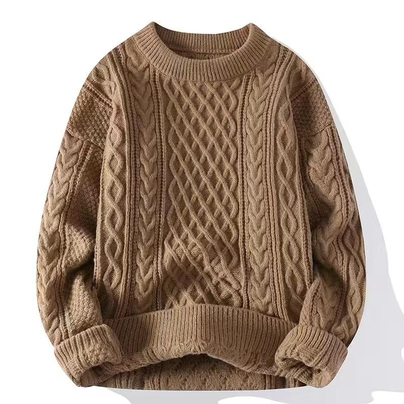 Men's Retro Japanese Knit Loose-Fit Sweater with Velvet Layer