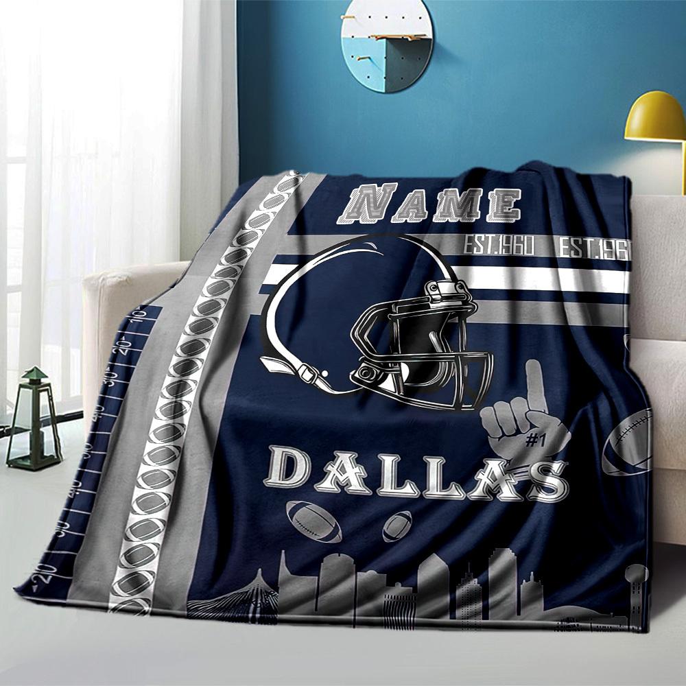Dallas Football Helmet Banner With City Skyline Throw Blanket Text Ultrasoft Perfect For Sofa Couch Office Bed Picnics Allseason Use Modern Birthday