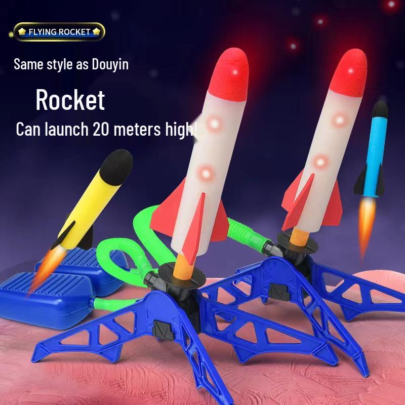 Kids' Luminous Skyward Rocket Launcher: Foot-Stomping Outdoor Toy Gift