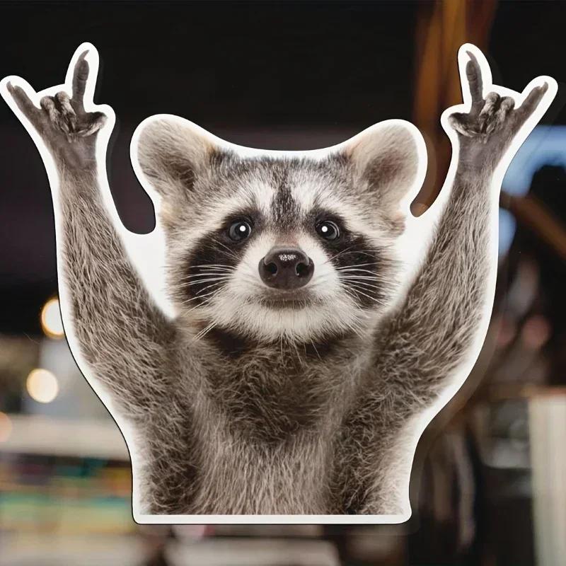 Raccoon stickers, durable car window stickers, motorcycle SUV truck rear windshield, weather resistant cartoon animal decoration