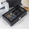 Elegant Faux Leather Watch and Glasses Organizer Box with Mirro Display Case Fashion Glasses Storage Box with Lock Buckle Travel