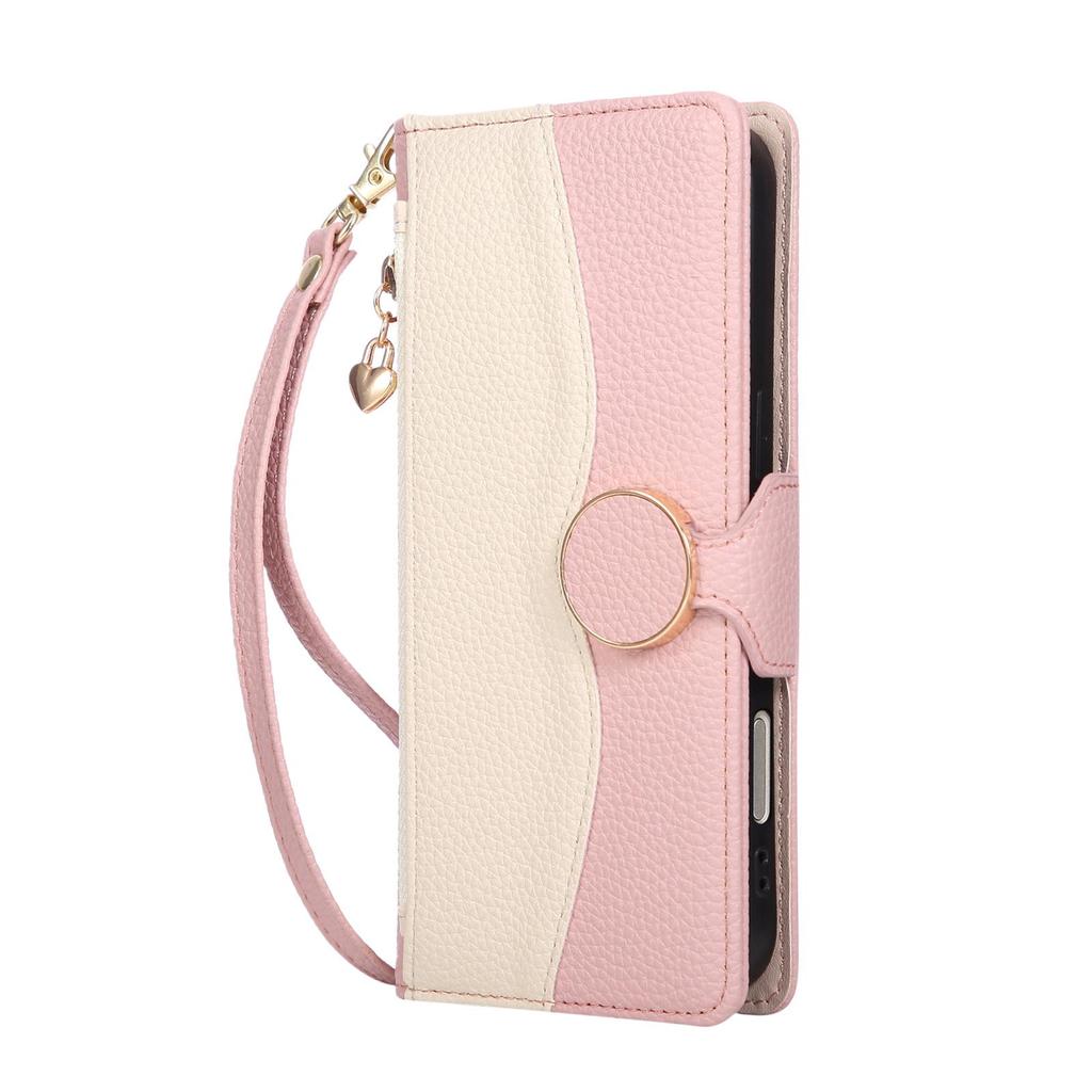 iPhone 17 Color Block Wallet Case: Drop-Proof Leather with Lanyard & Card Slots