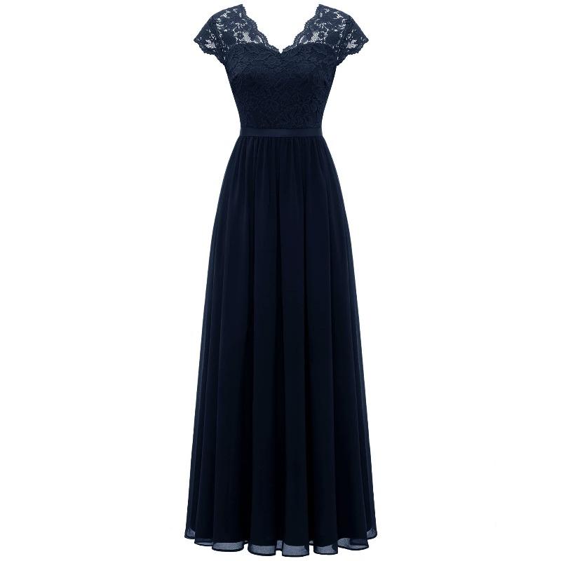 Color code new European and American hot-selling dresses lace splicing long waist noble dress dresses