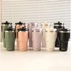 SKIASE Tumbler with 600ml Water Vacuum Keeps Hot or Wide Direct with Green Straw, Bottle, Insulated, Cold, Mouth, Drinking, Lid, Handle, Portable,
