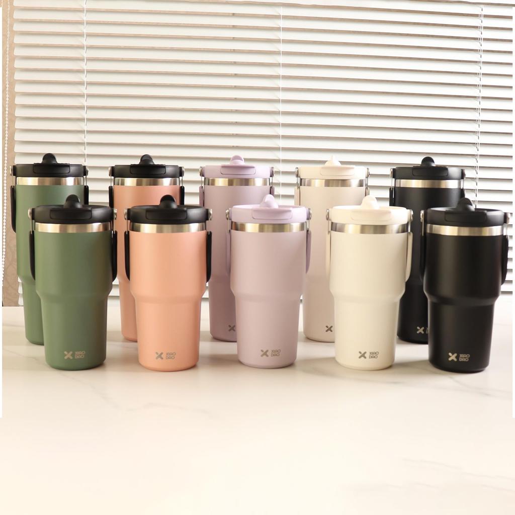 SKIASE Tumbler with 600ml Water Vacuum Keeps Hot or Wide Direct with Green Straw, Bottle, Insulated, Cold, Mouth, Drinking, Lid, Handle, Portable,