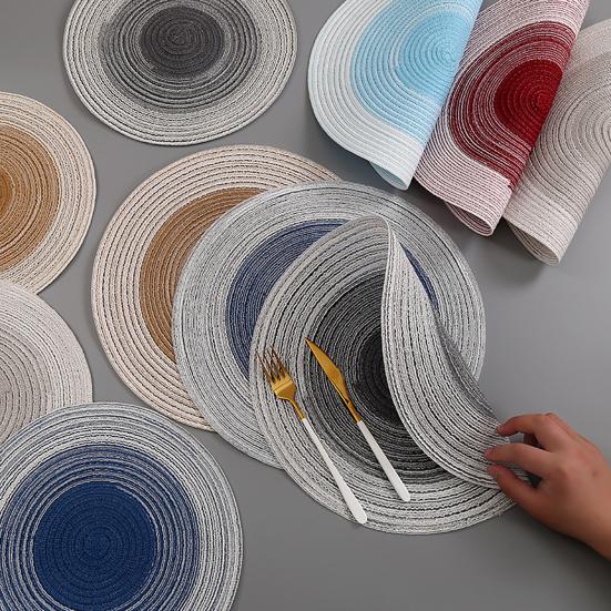 Handwoven Ramie Cotton Placemat Heat-Resistant Absorbent Table Mats for Dining Anti-Scalding Plate Mat for Kitchen Restaurant Outdoor Use