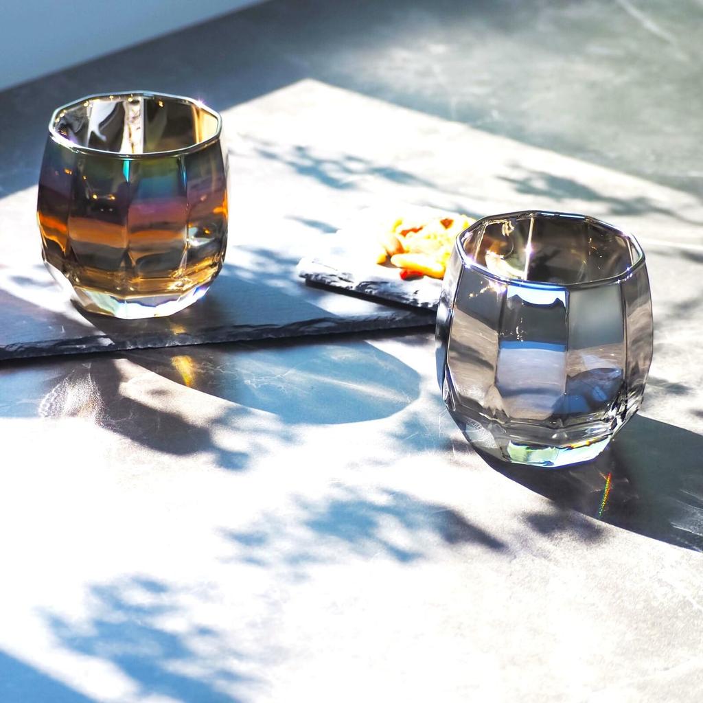 PROGRESS Rocks Glass Tumbler Processed Using Space Development Gift Box Luxury Glass with a Mellow Flavor for Cocktail [Titanium Technology] Included,