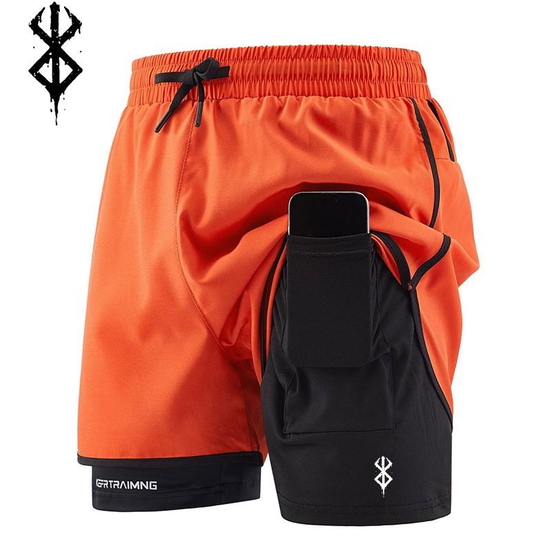 

Men Summer Shorts Running Sports 2 in 1 Quick Dry Workout Training Gym Fitness Jogging Shorts Pants S
