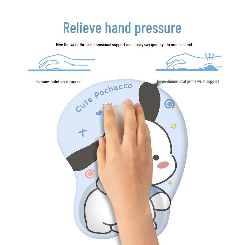Pacha Dog Rubber Wrist Support Mouse Pad & Cute Keyboard Hand Rest Desk Pad - Ins Style