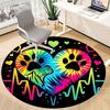 1pc PawPrints Heartbeats Office Round Area Rug, Indoor Mat Suitable For Office, Under Office Chairs Bedroom Living Room Home Decor, Room Deco