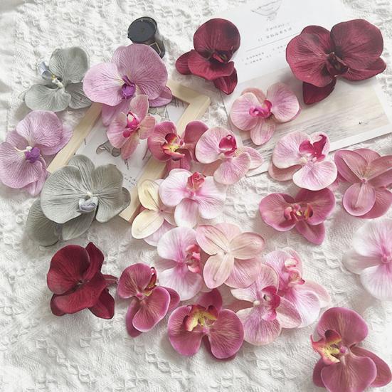 10 Pcs Artificial Faux Silk Phalaenopsis Flower Heads Fake Orchid Head for Wedding Floral Bouquet Decor DIY Craft Making