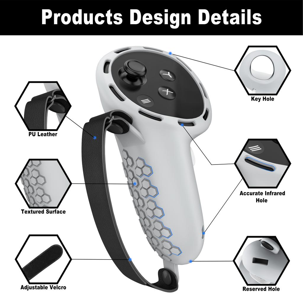 1 Pair Non-Slip Silicone Sleeve for Meta Quest 3/3S VR Handle Controller Case Cover