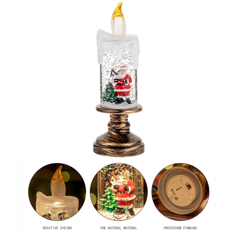 Snow Globe Candle Lamp With Realistic Floating Snowflakes Safe Plastic Design For Christmas Winter Party Homes Decors