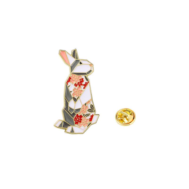 Original Cartoon Alloy Brooch Geometric Animal Cute Rabbit Panda Schoolbag Decoration Clothes Accessories Badge