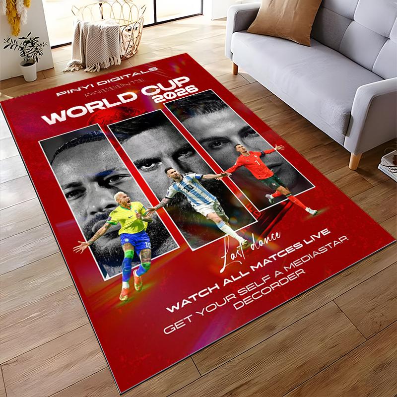 World Cup 2026 Soccer Stars Design Rug Non-slip Rug Suitable for Living Room and Bedroom Sofas.