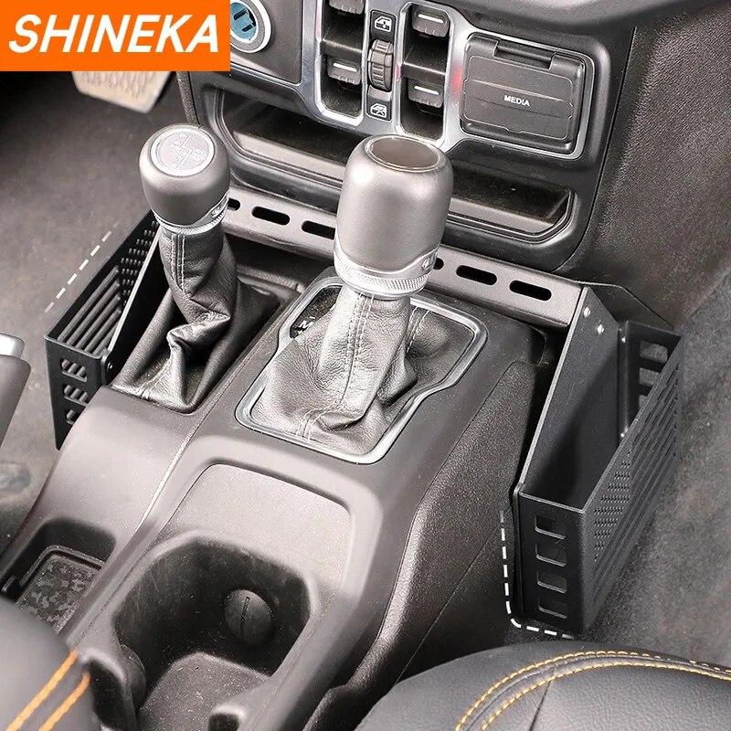 SHINEKA Stowing Tidying Car Gear Shift Storage Box Expansion Organizer Racks For Jeep Wrangler JL Gladiator JT 2018-2023 Up