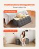 Foldable Storage Ottoman Bench, End of Bed Bench with Side Bags, Folding Upholstered Storage Chest Supports 660 Lbs, Linen Bed Ottoman with Large