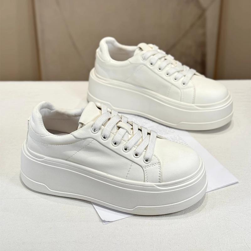 Leather Thick-soled Fashionable Trendy Cool Little White Shoes Women's New Autumn Muffin Round Head Casual Fashion Board Shoes