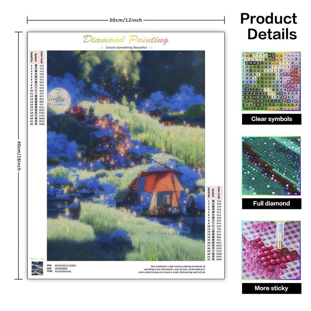 Full Round Diamond Painting Night 5D Embroidery Landscape Home Decoration Art Mosaic Handmade 30x40cm/12x16inch