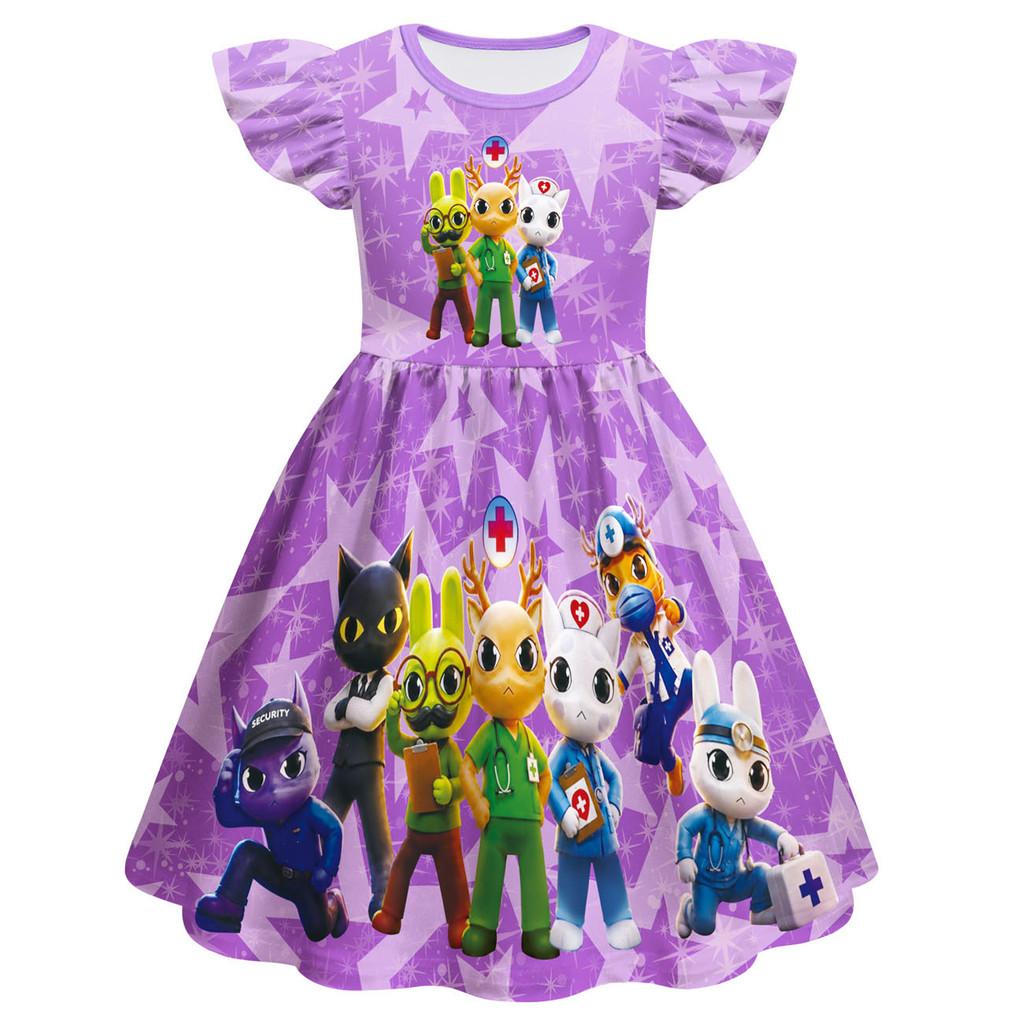 83289 Kinder Mädchen Tierarztpraxis Rüschen Cartoon Kleid